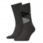 Preview: 2 Paar Tommy Hilfiger Herrensocken Karo/Uni Graumelange Größe 43/46