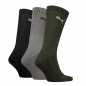 Preview: 3 Paar Puma Tennissocken - Klassik Crew Form (Normallang) - Farbset: Oliv/Grau/Schwarz