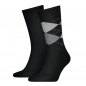 Preview: 2 Paar Tommy Hilfiger Herrensocken Karo/Uni Schwarz - Größe 43/46