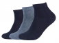Preview: 3 Paar Camano Baumwoll Quarter - druckfreie Kurzsocken - Navy/Jeansmix