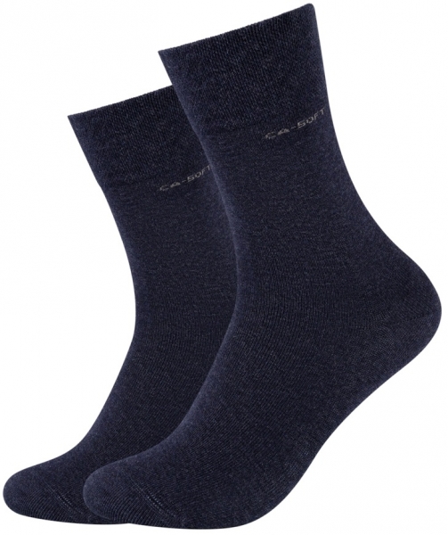 2 Paar CA - SOFTBUND Socken ohne Gummidruck - Navy Melange - Größe 35/38