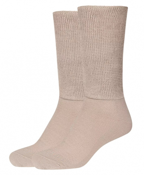 2 Paar Rippschaft Spezial Diabetikersocken - Beige - Größe 43/46