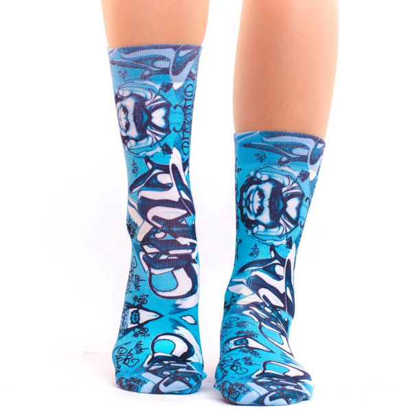Wigglesteps Damen - Socken - Style: 02911 - Graffiti Blau