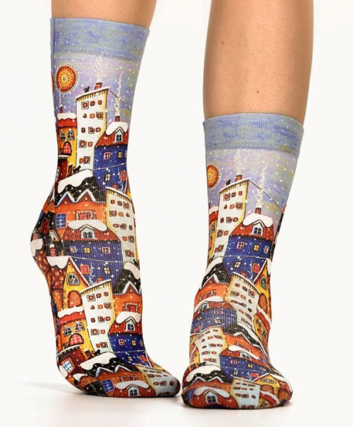 Wigglesteps Damen - Socken - Style: 03753 - Weihnachtsdorf