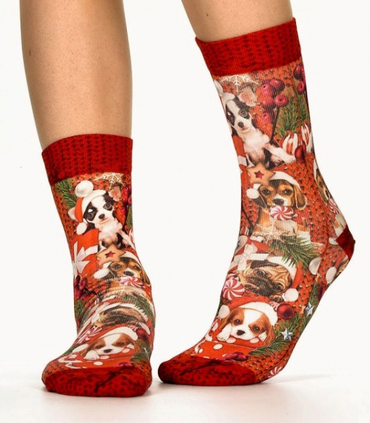 Wigglesteps Damen - Socken - Style: 03811 - XMas Puppy