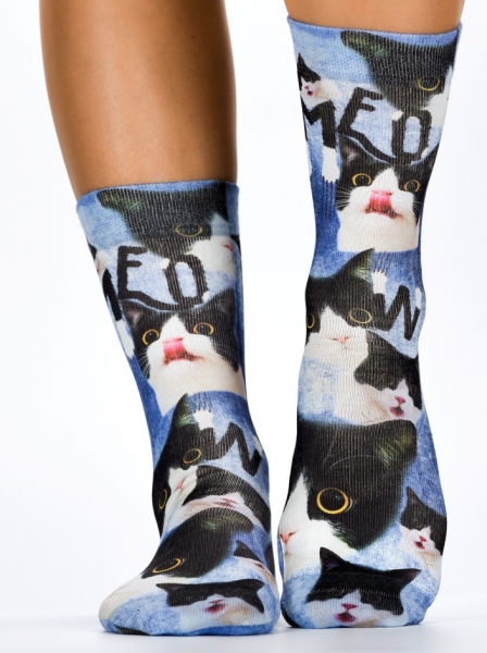 Wigglesteps Damen - Socken - Style: 03924 - Miau Katze - Jeans