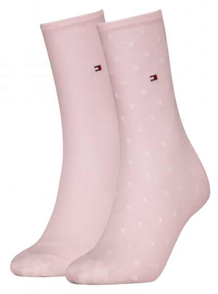 2 Paar Tommy Hilfiger Damen - Business Baumwollsocken - DOT Farbset: Light Pink