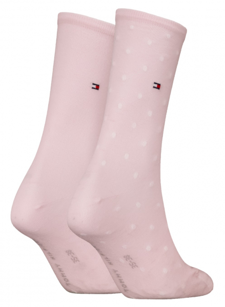 2 Paar Tommy Hilfiger Damen - Business Baumwollsocken - DOT Farbset: Light Pink
