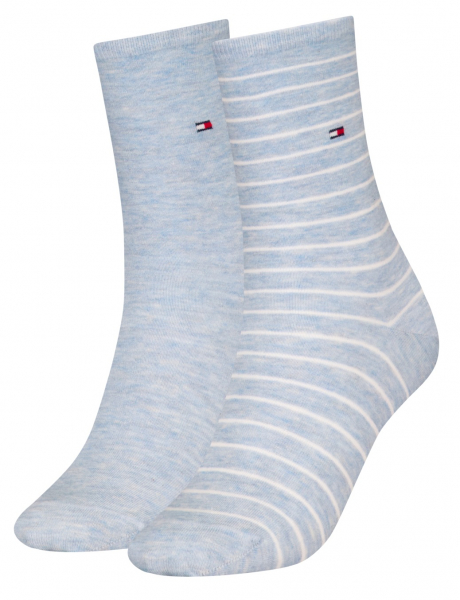 2 Paar Tommy Hilfiger Damen - Business Baumwollsocken - STRIPE Farbset: Light Blue