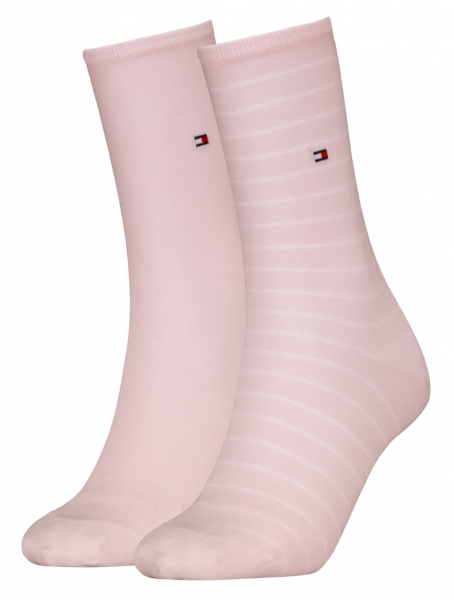 2 Paar Tommy Hilfiger Damen - Business Baumwollsocken - STRIPE Farbset: Light Pink