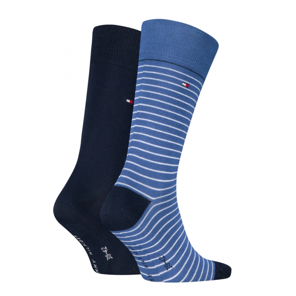 Preview: 2 Paar Tommy Hilfiger Herren - Business Baumwollsocken - STRIPE Farbset: Kraftblau