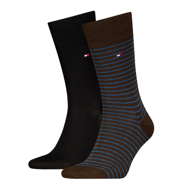 2 Paar Tommy Hilfiger Herrensocken - Stripe - FX Brown - Größe 39/42