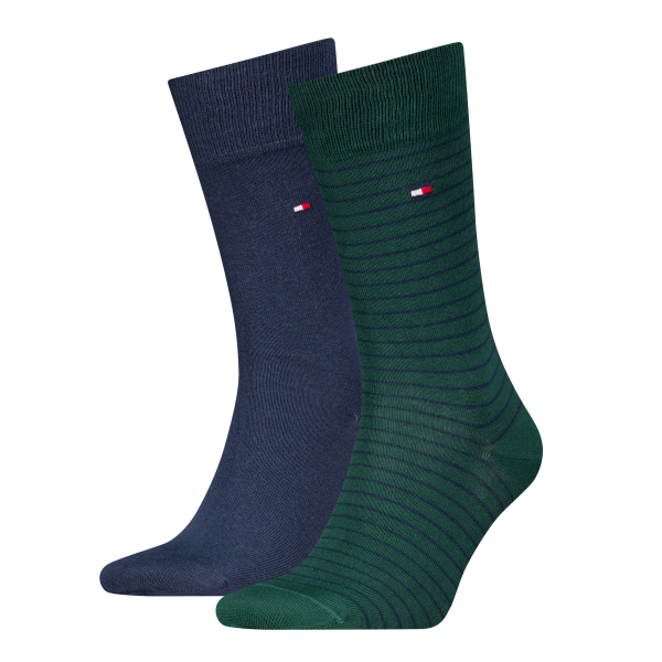 2 Paar Tommy Hilfiger Herren - Business Baumwollsocken - STRIPE Farbset: Green