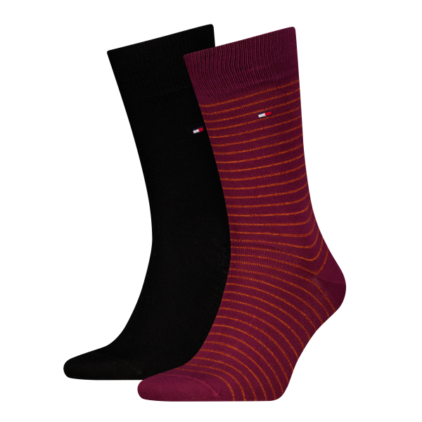 2 Paar Tommy Hilfiger Herren - Business Baumwollsocken - STRIPE Farbset: Rouge