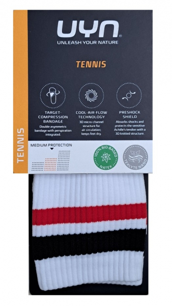 Preview: UYN Unisex - Performance Tennissocke - Stripe/Weiss