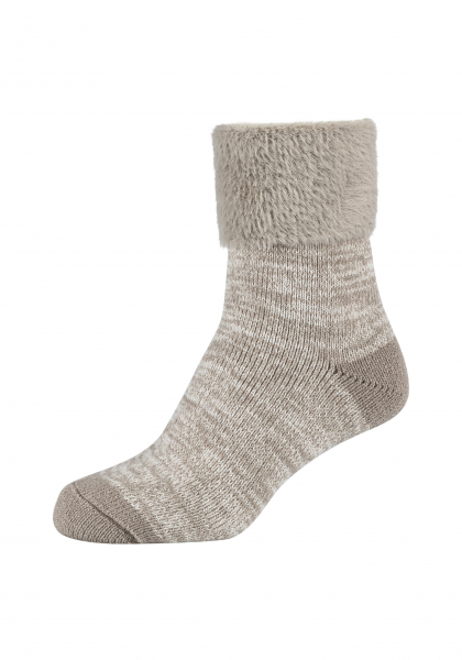Preview: Damen - Umschlagrand Kuschelsocken - Beige