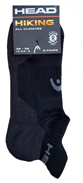 2 Paar Head Hiking - Funktions - Sneaker mit Polsterlippe - Schwarz - Größe 43/46
