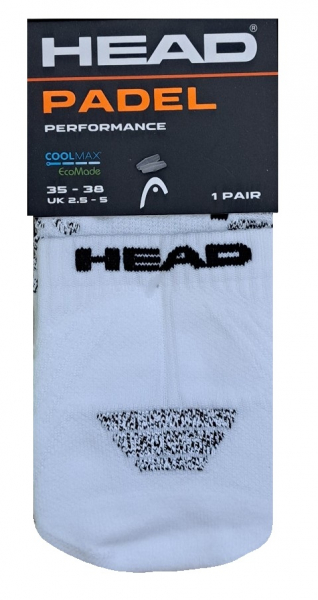 Head Coolmax Ultrasoft - Performance Padel Quarter - Weiss - Größe 39/42