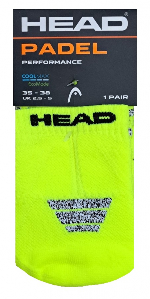 Head Coolmax Ultrasoft - Performance Padel Quarter - Yellow - Größe 39/42