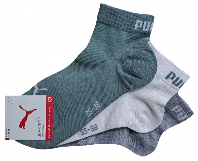 3 Paar Puma Klassik Quarter - Farbset - FX Green/Grey - Größe 35/38