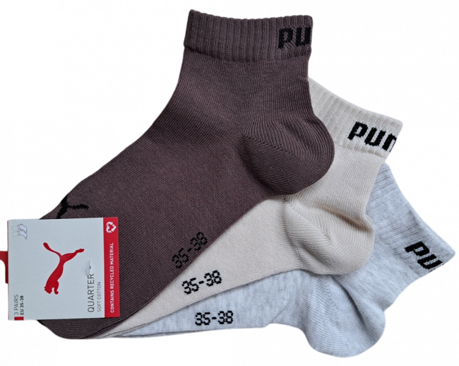 3 Paar Puma Klassik Quarter - Farbset - FX Braun/Natur - Größe 43/46