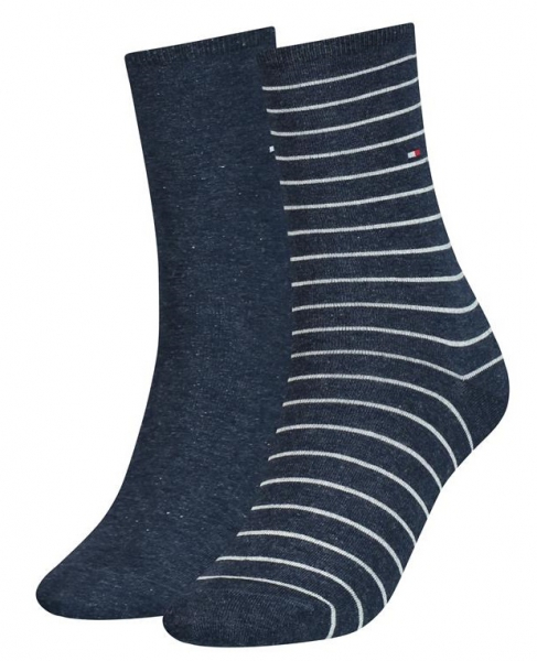 2 Paar Tommy Hilfiger Damensocken - Farbset: Stripe Jeans -  Größe 39/42