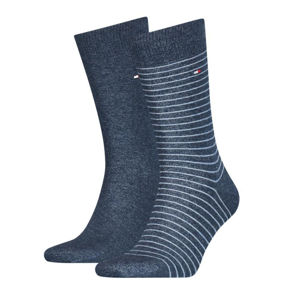 2 Paar Tommy Hilfiger Herren - Business Baumwollsocken - STRIPE Farbset: Jeansmelange