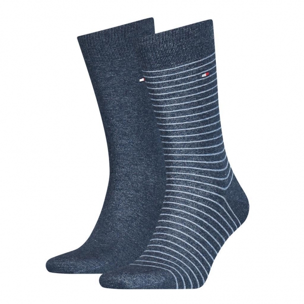 2 Paar Hilfiger Business Herrensocken - Stripe - Jeans - Größe 43/46