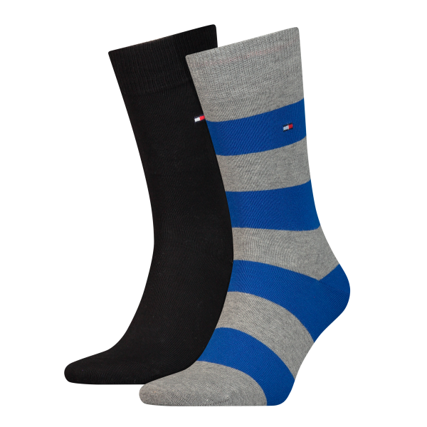 2 Paar Hilfiger Business Herrensocken - Rugby - Grey/Blue - Größe 43/46