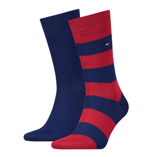 2 Paar Tommy Hilfiger Herren - Business Baumwollsocken - RUGBY Farbset: Rot