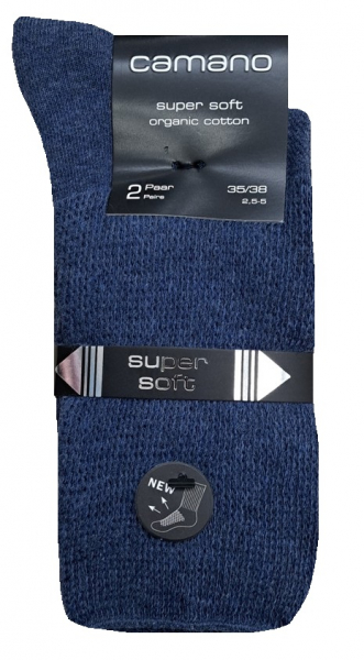 2 Paar Rippschaft Spezial Diabetikersocken - Jeansblau - Größe 39/42