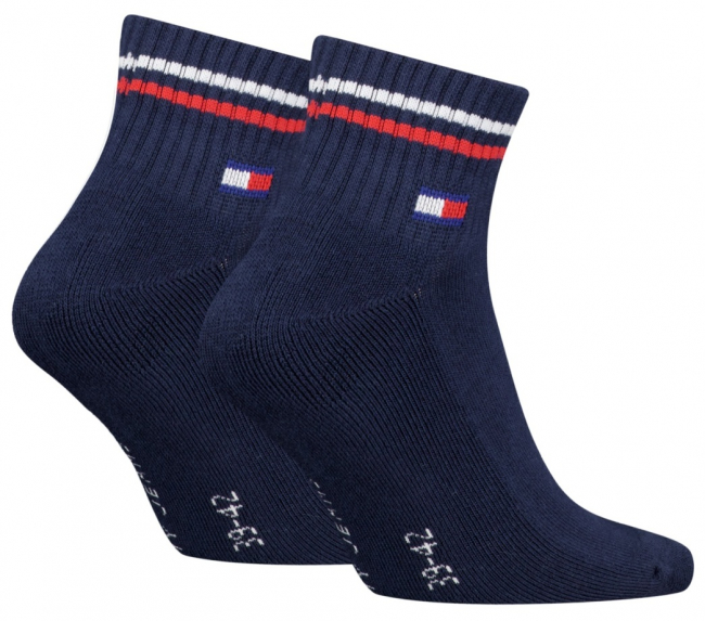 2 Paar Tommy Hilfiger Frotteesohle Sport - Quarter - Navy - Größe 43/46