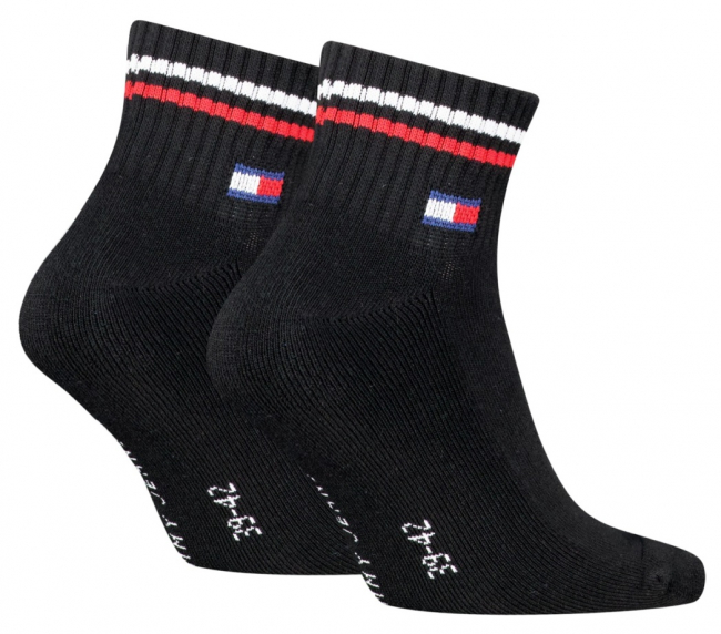 2 Paar Tommy Hilfiger Frotteesohle Sport - Quarter - Black - Größe 43/46