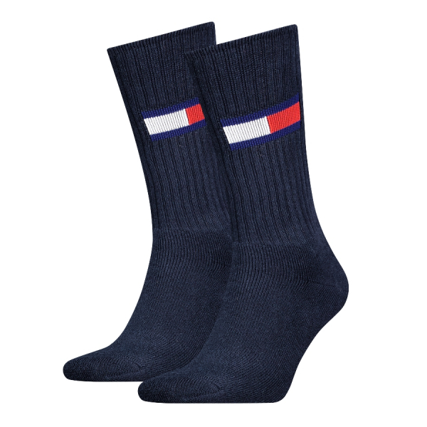 2 Paar Tommy Hilfiger Unisex - Frotteefuß Sportsocken - Flag Navy
