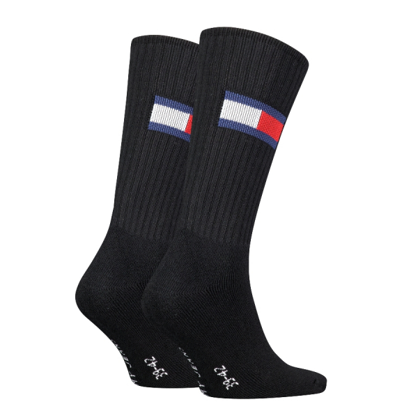 2 Paar Tommy Hilfiger Unisex - Frotteefuß Sportsocken - Flag Schwarz