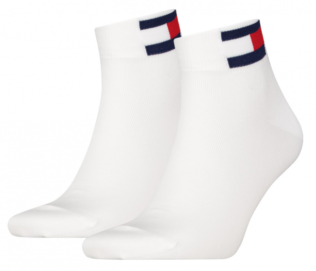 2 Paar Tommy Hilfiger Jeans - Unisex Flag Quarter - Weiss