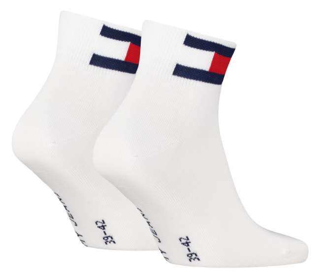 2 Paar Tommy Hilfiger Jeans - Unisex Flag Quarter - Weiss