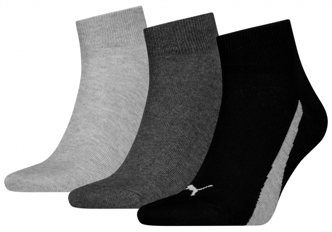 3 Paar Puma Retro Lifestyle Quarter - FX Set: Schwarz/Grautöne