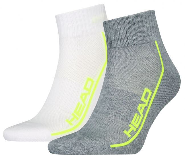 2 Paar HEAD All Sports - Frotteesohle Quarter - Grau/Weiß