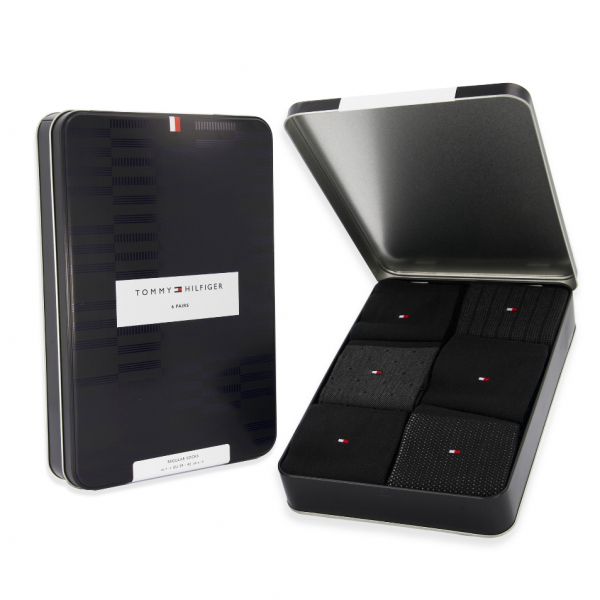 6 Paar Tommy Hilfiger Herren - Business Baumwollsocken - Geschenkbox: Black