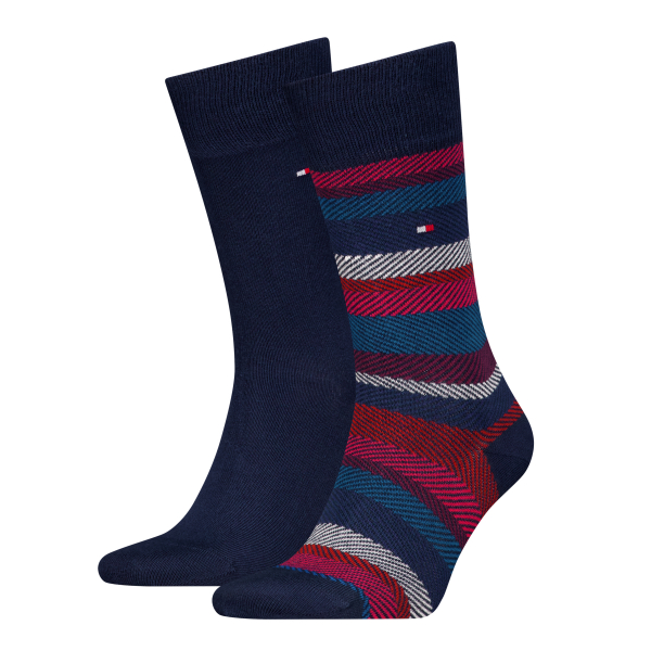 2 Paar Tommy Hilfiger Herrensocken - Fishbone FX Navy - Größe 39/42