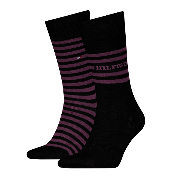 2 Paar Hilfiger Business Herrensocken - Ringel - FX Black - Größe 43/46