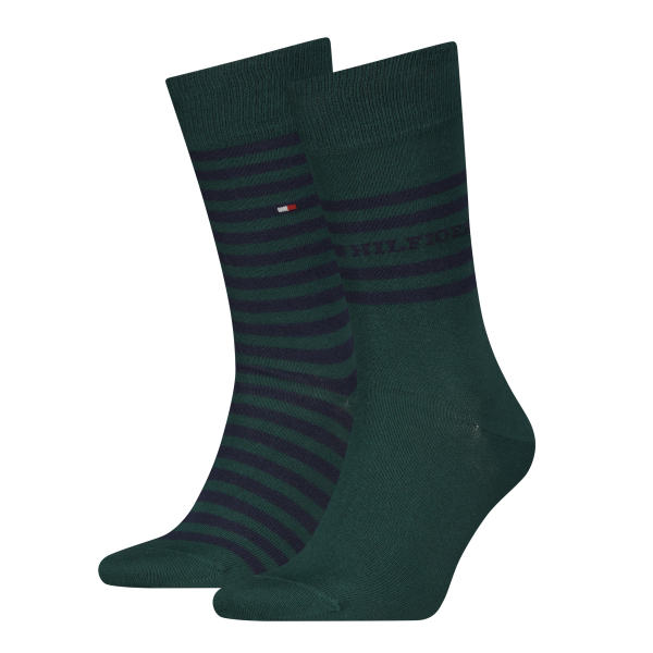 2 Paar Tommy Hilfiger Herrensocken - Ringel - FX Green - Größe 39/42