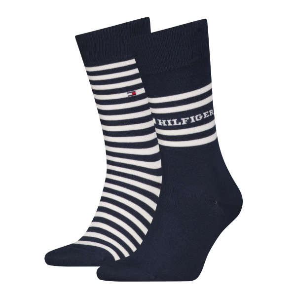 2 Paar Tommy Hilfiger Herrensocken - Ringel - FX Navy - Größe 39/42