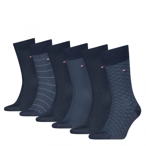 6 Paar Tommy Hilfiger Herren - Business Baumwollsocken - Geschenkbox: Navy