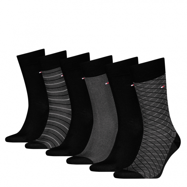 6 Paar Tommy Hilfiger Herren - Business Baumwollsocken - Geschenkbox: Black