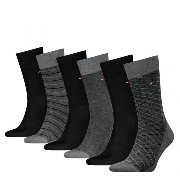 6 Paar Tommy Hilfiger Herren - Business Baumwollsocken - Geschenkbox: Grey