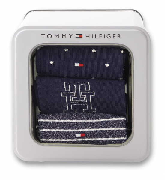 3 Paar Tommy Hilfiger Damen - Business Baumwollsocken - Geschenkbox: Navy/Blue