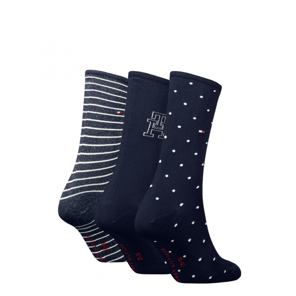 3 Paar Tommy Hilfiger Damen - Business Baumwollsocken - Geschenkbox: Navy/Blue