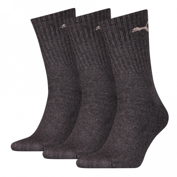3 Paar Puma Tennissocken - Klassik Crew Form (Normallang) - Farbset: Uni Anthrazit